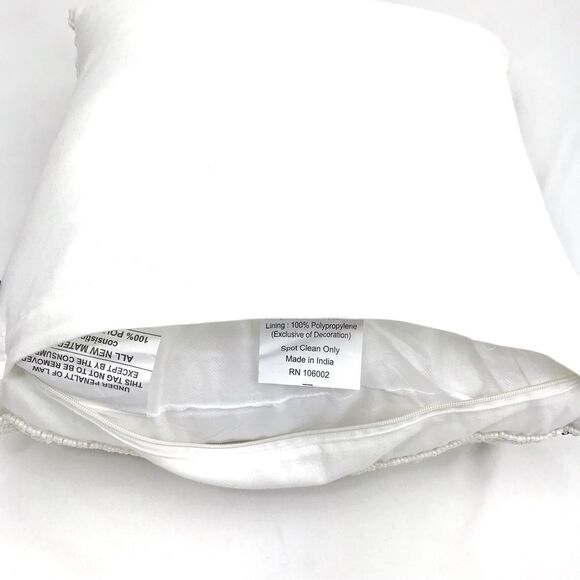 Noir Night Black Spiderweb White Beaded 16” Halloween Decor Accent Throw Pillow - Picture 12 of 15